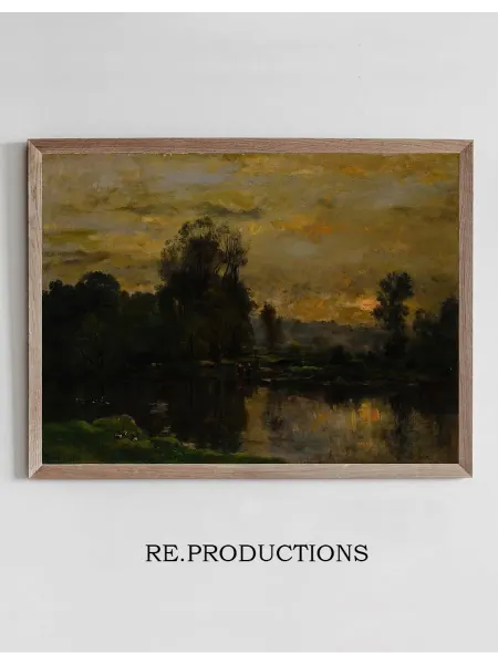 Re.productions Постер Landscape with Ducks - Charles François Daubigny