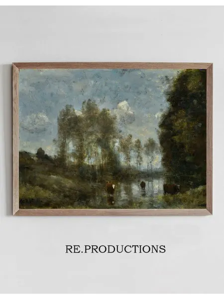 Re.productions Постер Trois Vaches Dans Un - Jean-Baptiste-Camille Corot