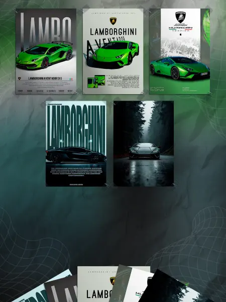 Store ST Набор постеров машины "Lamborghini" (5 шт)