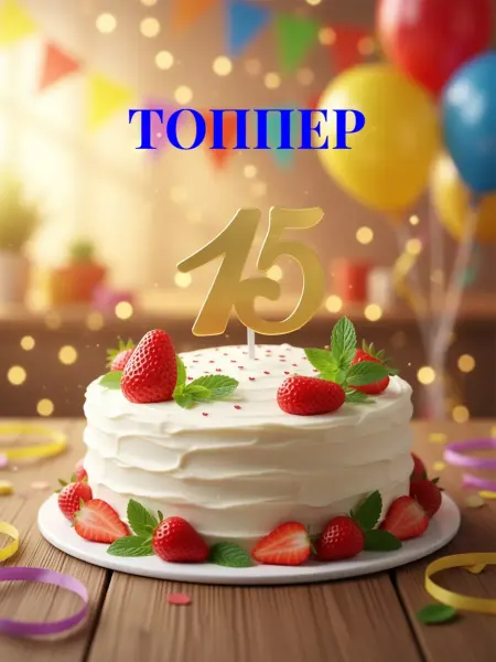 Топпер для торта "Юбилейная цифра 15"