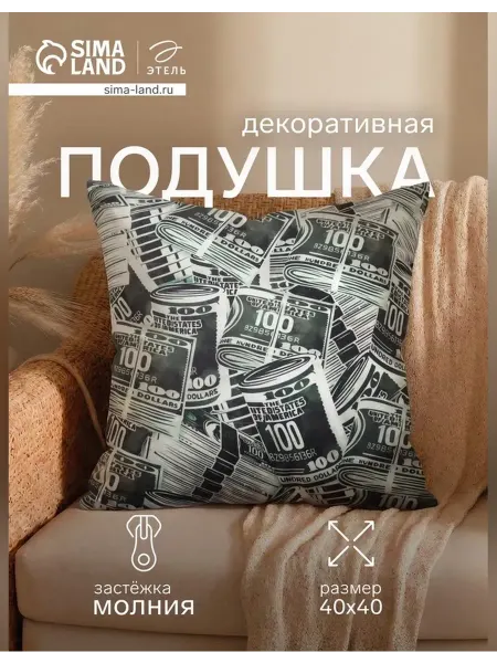 Сималенд Декоративная подушка с велюровым покрытием 40x40 см