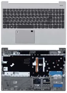 Клавиатура для ноутбука Lenovo IdeaPad S340-15IWL, S340-15IML, S340-15API Series, p/n: SN20S69967, 5CB0S18759 серая с серебристым топкейсом, с подсветкой