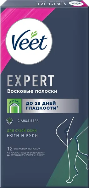 VEET Восковые полоски Expert для сухой кожи 12 шт
