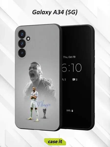 Case it Чехол на Samsung A34 5G с принтом Kylian Mbappe Real