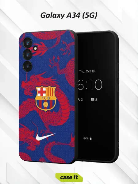 Case it Чехол на Samsung A34 5G с принтом Барселона красным драконом