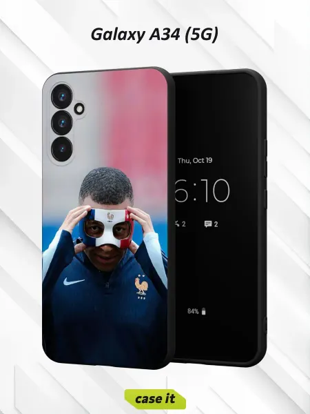 Case it Чехол на Samsung A34 5G с принтом Мбаппе в защитной маске