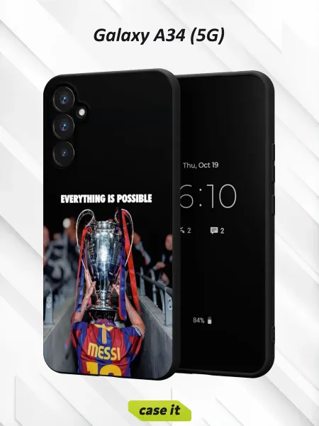 Case it Чехол на Samsung A34 5G с принтом Месси и кубок Лиги