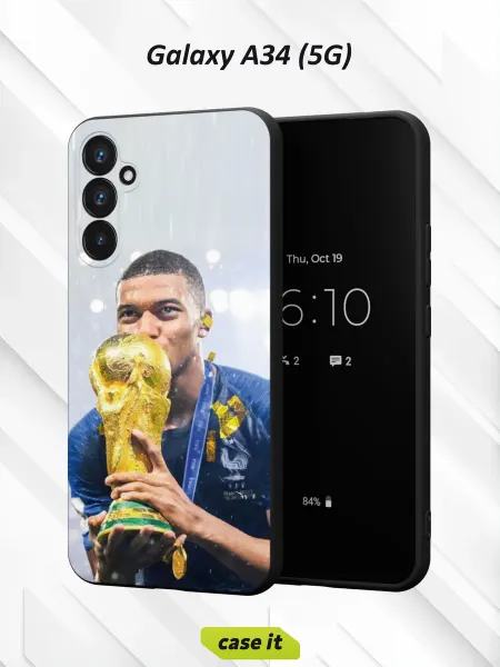Case it Чехол на Samsung A34 5G с принтом Мбаппе целует Кубок