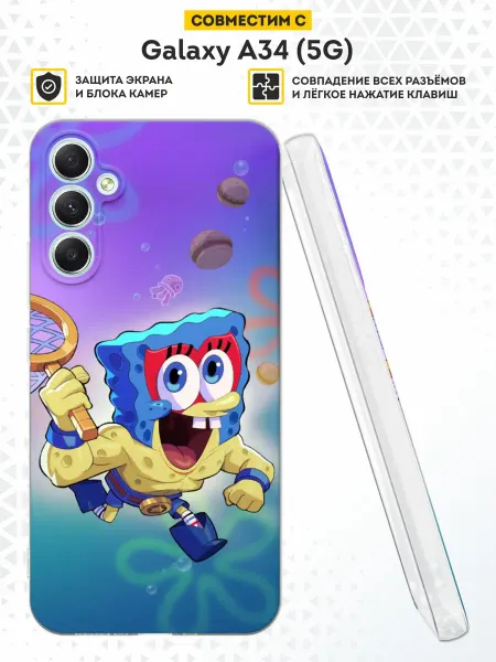 DesignOnCase Чехол на Samsung A34 5G с принтом Спанч Боб