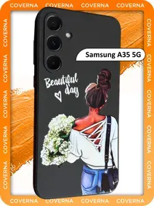 Чехол силиконовый с рисунком девушка с цветами на Samsung A35 5G, для Самсунг А35 5G