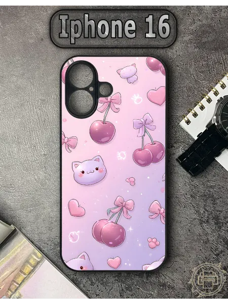 TypoPrint Чехол на iPhone 16 с принтом Вишенки