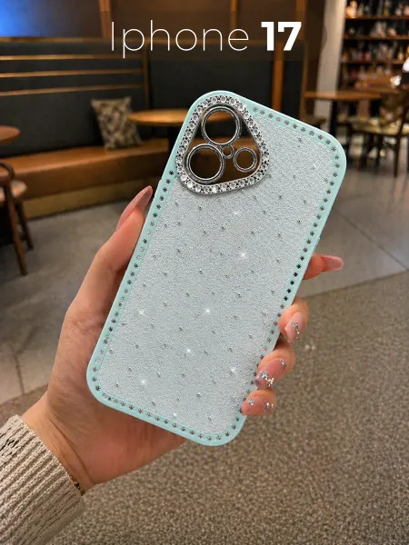 РИНОФОН Бархатный чехол со стразами на iPhone 17