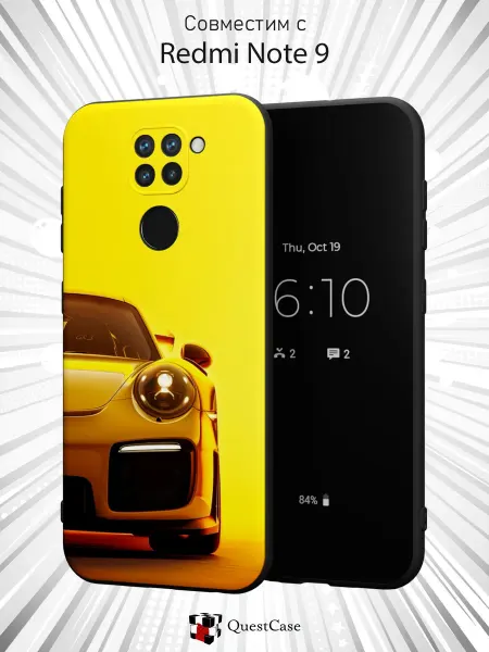 QuestCase Чехол на Xiaomi Redmi Note 9 с принтом Порше