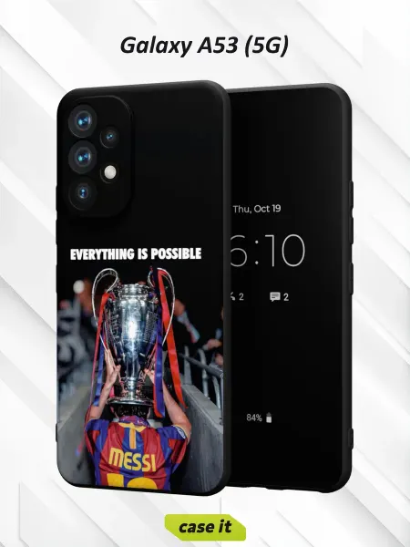 Case it Чехол на Samsung A53 5G с принтом Месси и кубок Лиги