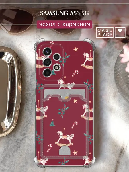 Samsung Чехол на A53 5G с картхолдером новогодний