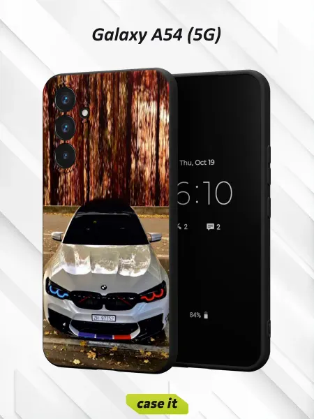 Case it Чехол на Samsung A54 5G с принтом BMW белого цвета