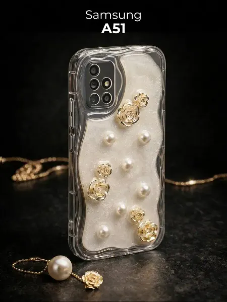 РИНОФОН Чехол с розами и жемчугом на Samsung Galaxy A51