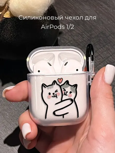 Mama Seller Чехол на AirPods 1 2 с котиками