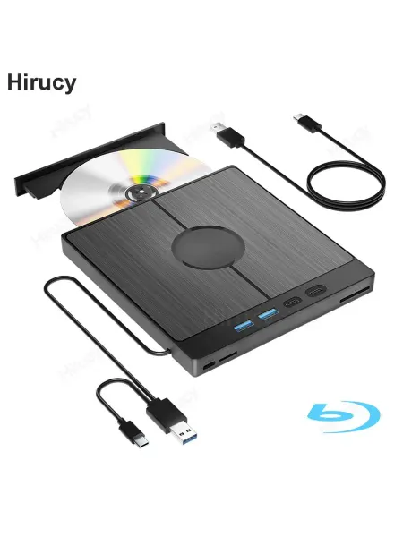 Hirucy Внешний привод Bluray USB 3.0 BD DVD CD-RW, записывающее уст