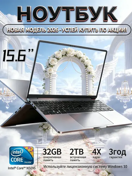 Ноутбук 32ГБ 2ТБ сверхлегкий SSD для офиса Intel