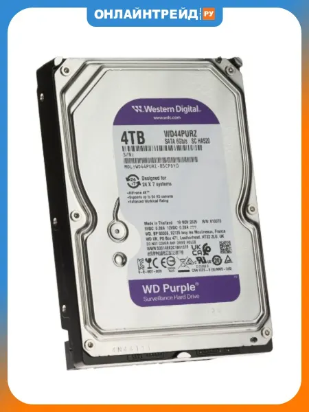 Western Digital Жесткий диск 3.5" WD Purple 4 ТБ, SATA WD44PURZ