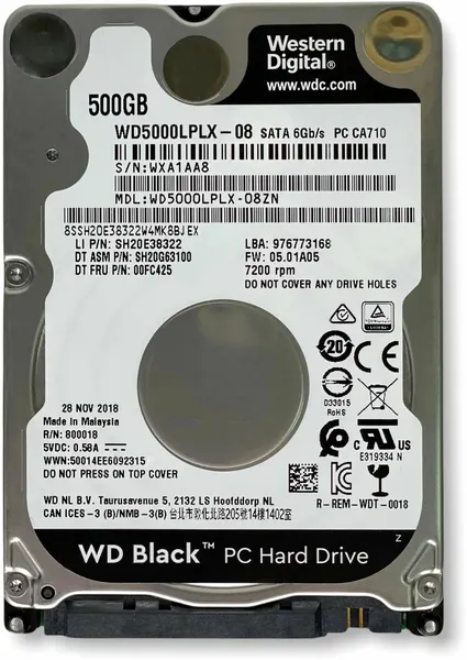 Western Digital Blue 500 ГБ Внутренний жесткий диск Black WD5000LPLX