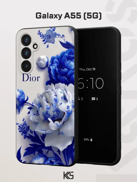 Варибрус Чехол на Samsung A55 (5G) с принтом Синий Dior