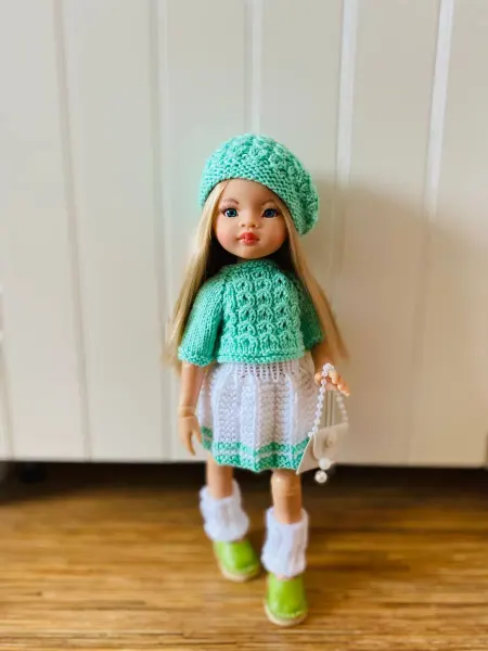 Doll Up Кукольная одежда кофта, юбка, берет гетры