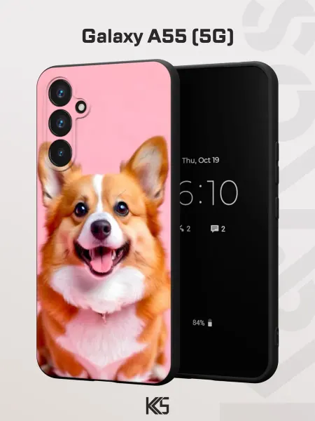 Варибрус Чехол на Samsung A55 (5G) с принтом Улыбчивый корги
