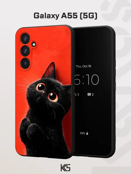 Варибрус Чехол на Samsung A55 (5G) с принтом Черный котенок