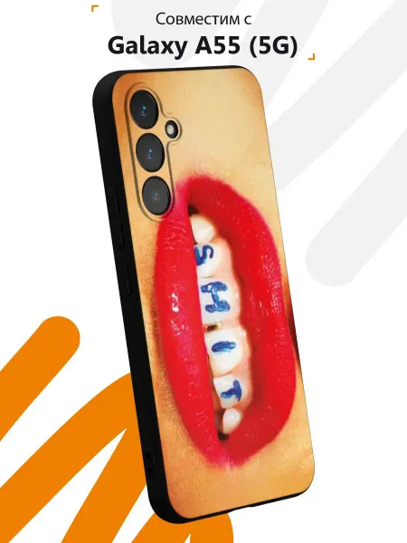 Мобилиус Чехол на Samsung A55 (5G) с принтом Губы