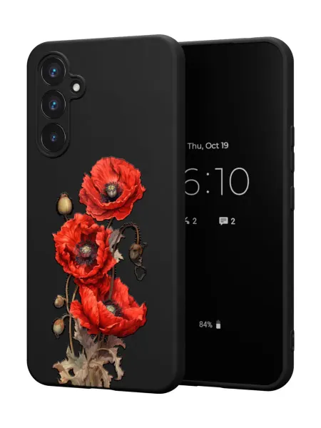 МобиСтиль Чехол на Samsung A55 (5G)с принтом красный мак