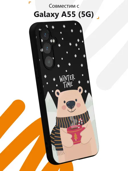 Мобилиус Чехол на Samsung A55 (5G)с принтом Новогодний мишка