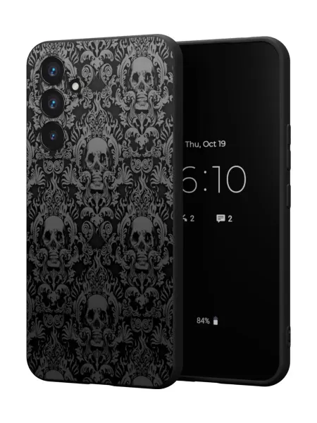 МобиСтиль Чехол на Samsung A55 (5G)с принтом Серые черепа