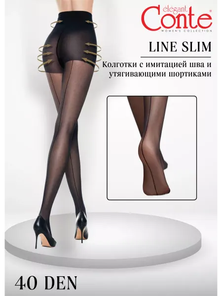 By Lider style Колготки капроновые утягивающие c имитацией шва 40 DEN