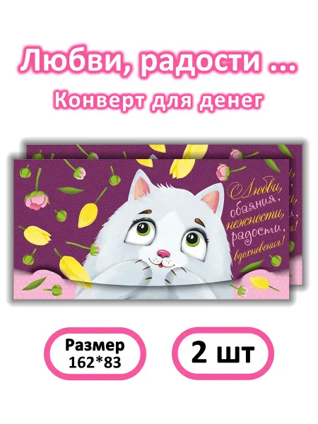 НЛО - Эверест принт Конверт для денег Любви Радости 2 шт (№255)