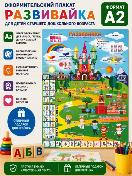 WANDM Обучающий плакат "Развивайка"