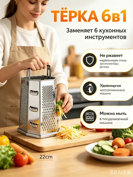 Нержавеющая терка 6-гранная для посудомоечной машины