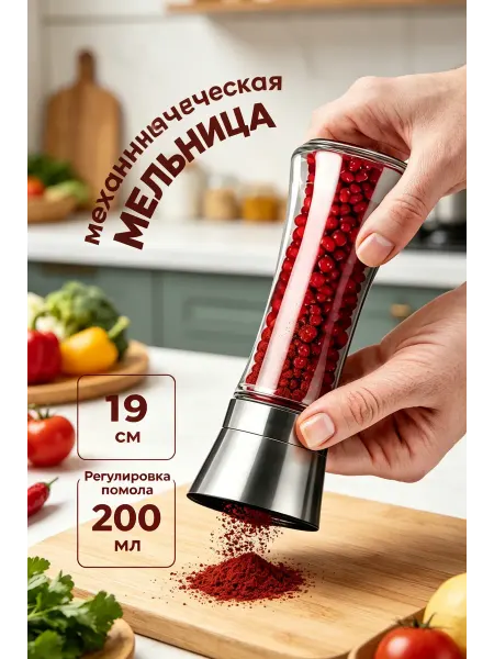 Кухонная мельница для специй 200 мл регулируемая