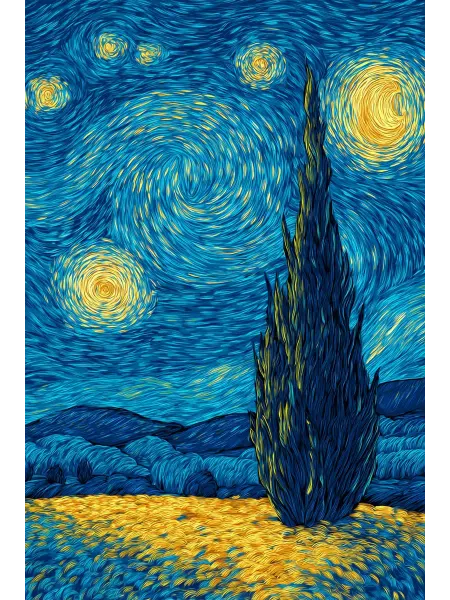 Poster Mall Постер Картина в стиле Ван Гог Кипарис 60х90 см