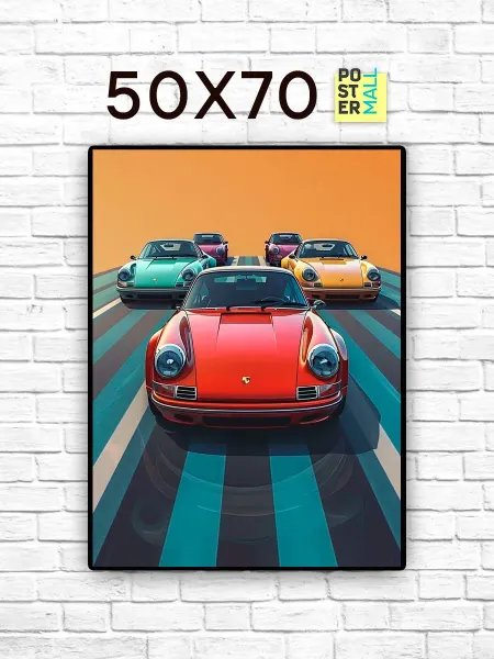 Poster Mall Постер на стену Авто - Porsche 911 ретро 50х70