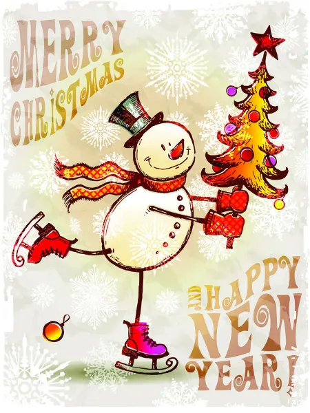 Poster Mall Постер новогодний. Ретро Merry Christmas 50х70