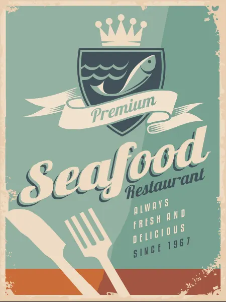Poster Mall Постер на стену Ретро- Seafood 50х70