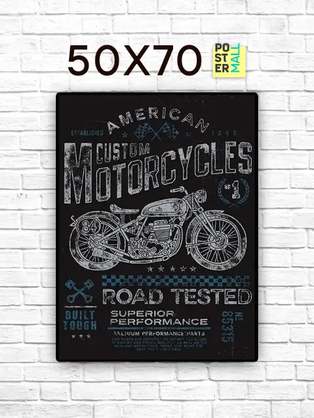 Poster Mall Постер на стену ретро рисунок мотоцикла 50х70