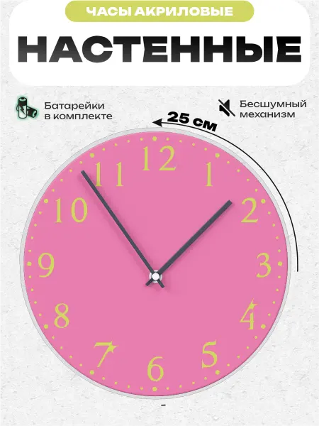 Пиксель Плейс Часы Настенные Часы настенные интерьерные на батарейках 25 см