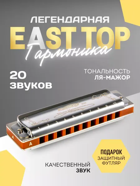Губная гармошка EAST TOP профессиональная тональность А
