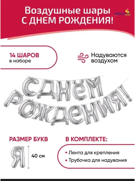 Шары фольгированные надпись С днем рождения