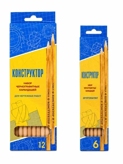 Набор графитных карандашей «Конструктор» 6 и 12 шт для рисования и черчения