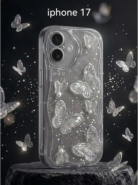 ЧЕХОЛБЕРИ Рельефный чехол с 3D бабочками на Apple iPhone 17
