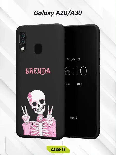 Case it Чехол на Samsung A30 и A20с принтом Розовый скелет